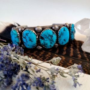 Chunky turquoise cuff bracelet